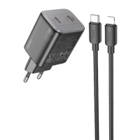 МЗП Hoco N42 Elogiado PD45W (2USB-C) + кабель Type-C to Lightning