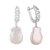Серебряные серьги CatalogSilver с натуральным жемчугом барочным (2122487)