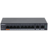 8-портовый управляемый PoE коммутатор DH-CS4010-8ET-60 с 8 портами POE 100Мбит + 2 порта UP-Link 1000Мбит, 60Вт, 130×90×26 мм