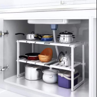 Розсувна полиця для кухні / ванної кімнати Kitchen Rack 588 · Регульована кухонна стійка – трансформер для зберігання
