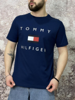 Футболка Tommy Hilfiger синя (вел. лого)