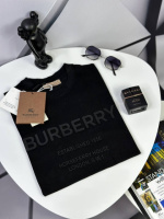 Футболка Burberry черная с черным лого mf008