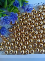 Бусины пластиковые 8 мм. Цвет - золото. Упаковка 20 шт.