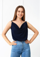 Літня блузка на тонких бретельках «Argo» Темно-синій, 46-48