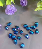 Хрустальные бусины*капля*. Размер 6*8мм. Цвет синий металлик. Цена указана за 1 шт