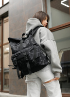 Рюкзак рол високої якості українського виробництвастильний -  чорний принт