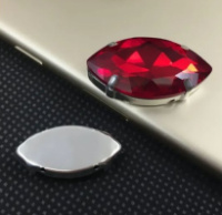 Страз (стекло)  в металлической оправе. Размер - 7×15 мм. Цвет- темно красный