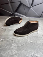 Ботинки Зимние ЛОФЕРЫ мужские замшевые LORO PIANA Suede BROWN! Натуральная Замша + МЕХ! Утепленные на МЕХУ!