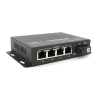 4х портовый медиаконвертор ONV-0110S-SCX-S4-B, 4*100М RJ45 + 1*SC порт ( single mode single fiber,1310/1550nm, 20km )