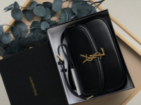 Жіноча  сумка Saint Laurent Solferino medium leather shoulder bag  чорний