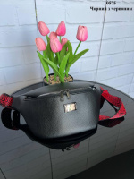 Чорна з червоним - стильна та молодіжна бананка - на кожен день і в подорож  (0575)