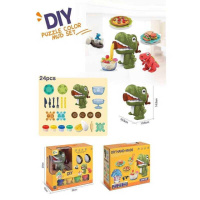 Тісто для ліплення 168-25 (24/2) 4 кольори тіста, екструдер динозавр, формочки, тарілочки, в коробці