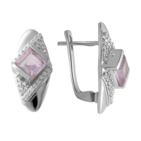 Срібні сережки SilverBreeze з натуральним аметистом 2.18ct (2048862)