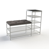 Банкетка для обуви Барселона-1 100см велюр серый/черный 7-5-9003