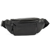 Бананка з натуральної шкіри чорна 77152-1A