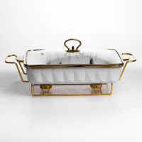 Мармітниця порцелянова 2 л прямокутна на підставці з підігрівом 40х22.5х15.5 см ML-77A-15