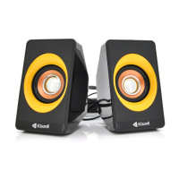 Колонки 2.0 Kisonli A-303 для ПК і ноутбука, USB + 3.5mm, 2x3W, 20Hz- 20KHz, black + yellow, BOX, Q50