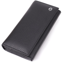 Женский вертикальный кошелек из натуральной кожи ST Leather 23084 Черный