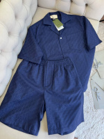 Комплект Gucci Printed Blue синій (сорочка та шорти) sp128