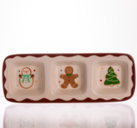 Менажница фарфоровая Merry Christmas на 3 секции 30×11×2.5 (см) прямоугольная CR-1-41