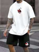 Літній чорно-білий чоловічий модний спортивний костюм-двійка