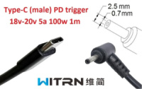 Переходник на 18-20v (max 5a, 100w) 2.5(2.35)x0.7mm 1m з USB Type-C (male) Power Delivery PD (WITRN) тригер (A class) 1 день гар.
