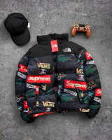 Куртка зимняя в стиле The North Face колаба Vans, Supreme, Lacoste, YEEZY, Chanel, Gucci и др.