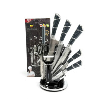 Набір ножів Haus Roland HR615-3, 9 предметів на обертовій підставці. Срібний (HR615-3)