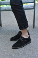 Туфли натуральная замша черные без каблука