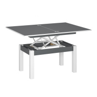 Стол-трансформер Art In Head B-Fly Glass 900x510x600 Графит/Белые ноги/Белое стекло (TB10070700111)