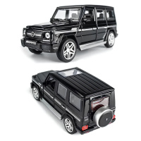 Модель автомобиля Mercedes AMG G65 черная 1:32 — металлическая инерционная машинка с открывающимися дверями и подсветкой фар