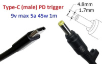 Переходник для роутера 9v (3a, 27w) 4.8x1.7mm 1m з USB Type-C (male) Power Delivery PD тригер (A class) 1 день гар.