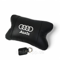 Автомобільна подушка для підголівника Audi – чорна натуральна шкіра