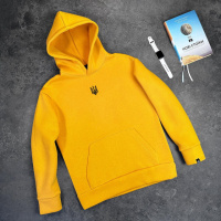 Худі Pobedov 008 ЗИМА - Герб чорна вишивка Жовтий