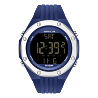 Чоловічий спортивний годинник Sanda 6093 Blue-Silver з електронним циферблатом та захистом 5 ATM