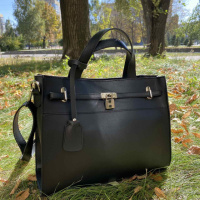 Женская большая сумка с декоративным замком, сумочка с замочком Черный 774А