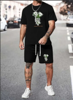 Чорний комплект футболка та шорти ДТФ