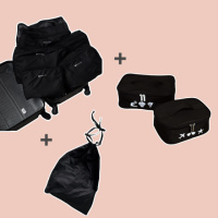 Набор органайзеров для одежды и косметики в чемодан (черный)