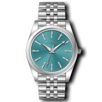 Чоловічий наручний годинник Guardo 012779-2 Silver-Turquoise з мінеральним склом та сталевим браслетом
