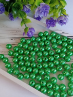 Бусины пластиковые 8 мм. Цвет - зелёный. Упаковка 20 шт.