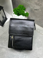 Чорна чоловіча сумка під клапаном, два відділення під однією блискавкою, 17х20 см (1752-1)