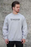 Утеплений оверсайз світшот на флісі з принтом Without Не Жени Коней Gray