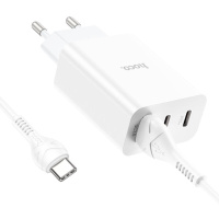 СЗУ сетевое зарядное устройство HOCO C99A PD20W QC3.0 1USB/2Type-C/3A с кабелем для зарядки USB - Type-C Белый