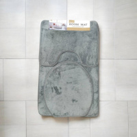 Набор ковриков для ванной и туалета 50 х 80 см, Коврик в ванную комнату 3 в 1 Серый