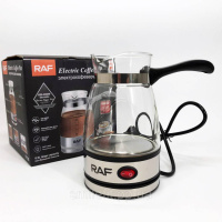 Електрична турка для кави RAF R.125 Кавоварка зі скляною чашею 500мл 600 Вт. Колір: чорний