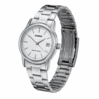 Жіночий годинник Casio LTP-V002D-7A з календарем, класичний сріблястий браслет