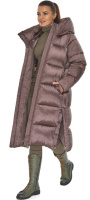 Куртка женская зимняя длинная с капюшоном - 53631 в цвете сепии
