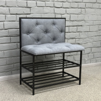 Банкетка для обуви Женева-1 со спинкой 50см велюр серый 7-0-9005