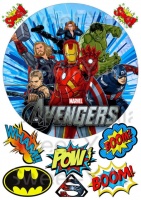 Вафельные картинки на тему: Супергерои (Халк, Спайдермен, Супермен, Капитан Америка, Железный человек)