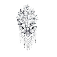 Временное тату водостойкое 3D большое Цветы 4 HD-18 18.5х8.5 см